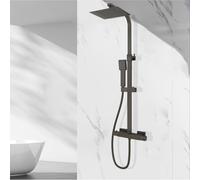 Homefast Bathrooms Modern Square Matte Black Exposed Mixer Shower With Shower Head And Handheld