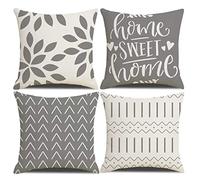Homefeelzydys Cushion Covers,Cushion Covers 55 x 55 set of 4 Grey Square Throw Pillow Case cushion covers 22x22 4Pack For Outdoor Patio Garden Blench Living Room Sofa Farmhouse Decor