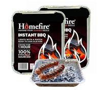 Homefire Disposable Portable BBQ Grill Tray - Pack of 2 Instant Light Charcoal Barbecues Grill Tray with Topline Card for Garden BBQs, Camping BBQ, Fishing or Picnic Set
