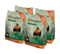 Homefire Instant Light Smokeless Ecoal Bag, for Open Fires and Multi-fuel Stoves, 3 kg (Pack of 4)
