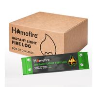 Homefire Natural Instant Light Fire Logs, for Open Fires, Multi-fuel Stoves, Wood Burners, and Campfires, Smokeless and Odourless (Pack of 20)