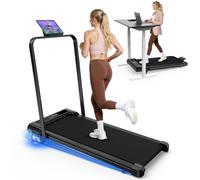 HomeFitnessCode Folding Treadmill, 3.0HP Walking Pad Motorized Electric Under Desk Treadmills for Home with LED Display & Remote, Adjustable Speed, 140KG Capacity, No Assembly (Black with Handrail)