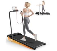 HomeFitnessCode Folding Treadmill with Incline,Walking Pad 2.5HP Under Desk Treadmills for Home,1-8km/h Speed Range,LED Display & Remote Control,No Assembly (Black-Incline)