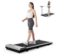 HomeFitnessCode Under Desk Treadmill, 2.5HP Portable Walking Pad Motorized Electric Treadmills for Home with LED Display & Remote, Adjustable Speed, No Assembly (Silver)