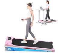 HomeFitnessCode Walking Pad Treadmill with Incline, 8km/h Under Desk Portable Treadmills for Home, Compact & Small, Ultra Quiet with LED Display, Remote Control (Pink)