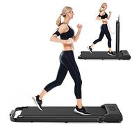 HOMEFITNESSCODE Walking Pad Treadmills for Home, Ultra Slim Under Desk Treadmill, Installation-Free with 1-10kmph, Remote Control and LED Display for Office Home Use (Black+handrail)