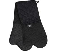 Homefolk Double Oven Gloves - Black Silicone Grip, Heat Resistant & Waterproof Mitt for Cooking, Baking, BBQ & Grilling - Professional Quilted Design - 1 Pair