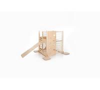HomeForDreams Wooden Montessori Inspired Square Climbing Tower for Toddlers: Foldable Indoor Playground with Accessory Boards (Natural Wood, Inner and Climbing Board)