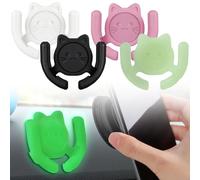 HOMEFOX Multi-Surface Holder Car Mount 4 Pack Compatible for Popsocket Grip Holder for Pop Socket Mount Device Accessory Wall Mount Cute Cat Strong Adhesive Sticky (Black, Pink, White, Glow in Dark)
