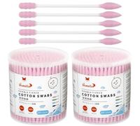 HOMEFOX Pink Cotton Swabs Spiral Pointed - 400 Count Organic Cotton Buds Double Side Tightly Wrapped Precision Cotton Tips Paper Stick Soft Gentle Lint-Free Cruelty-Free, Spiral & Pointy (Pink)