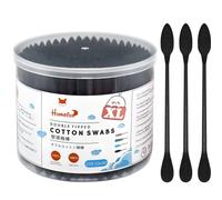 HOMEFOX XL Black Cotton Swabs Pointed Precision - 250 Count Extra Large Thick - Pointy Organic Cotton Buds Double Side Tightly Wrapped Charcoal Cotton Tips Paper Stick, XL Pointy & Round Black