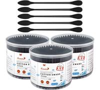 HOMEFOX XL Black Thick Cotton Swabs Pointed Precision - 750 Count Extra Large - Pointy Organic Cotton Buds Goth Bathroom Tightly Wrapped Charcoal Tips Paper Stick Cruelty-Free, XL Pointy & Round Black