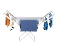 Homefront 220W Electric Heated Clothes Airer - Folding Indoor Dryer Rack with Winged Design, Portable Free-Standing Aluminium Laundry Dryer, Energy-Efficient, Silver