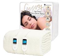 Homefront Electric Blanket King Bed Size Fleece Fitted Heated Mattress Cover in White Homefront White King