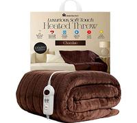Homefront Electric Heated Throw Over Blanket, Brown, Digital Control, Machine Washable, Ultra Soft, Cosy Finish (Brown, 120 X 160cm)