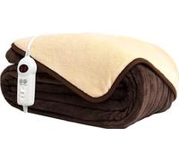 Homefront Electric Heated Throw Over Blanket in Chocolate and Cream - Chocolate & Cream