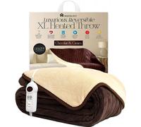 Homefront Extra Large Electric Heated Throw in Chocolate and Cream Easy To Use, Digital Control - Machine Washable