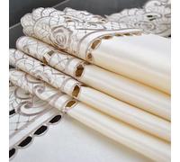 Homefurnishmall Beautiful Embroidered Lace Table Cloth, White Satin Fabric Perfect for Celebrations (3# (4# (square 57 * 117cm))