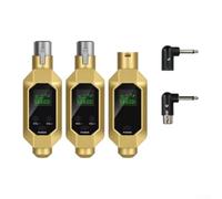 Homefurnishmall Wireless Microphone System, XLR Transmitter & Receiver Dynamic Mics Adapter for Live Sound, Audio Mixer, Church, Studio(Gold 1 to 2)