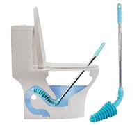 HOMEGOAL Toilet Plunger, Siphon Type Toilet Clog Remover, Flexible Rubber Head Stainless Steel Handle, Toilet Dredge Tool, Squeegee (Blue)