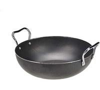 HomeGoods Indian Iron Kadai Deep Frying Pan Karahi Cooking Pan Kitchen with Handle (8inch)