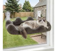 Homegroove Cat Window Perch, 24 x 12 Inch Foldable Cat Hammock for Window with 4-Sided Bolster & 4 Large Suction, Cloud Shape Cordless Window Bed for Indoor Cats (Gray, Large(60x30cm))