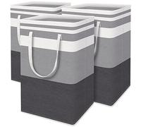 HomeHacks 3-Pack Large Laundry Basket,75L Each Waterproof, Freestanding Laundry Hamper, Collapsible Tall Clothes Hamper with Extended Handles for Clothes Toys in the Dorm and Family-Gradient Grey
