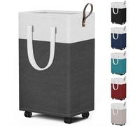 HomeHacks 75L Waterproof Rolling Laundry Hamper - Collapsible Clothes Basket with 4 Wheels for Bathroom, Laundry Room & Dorm, Easy-Clean PEVA Lining, Space-Saving Design(Gray)