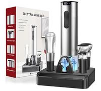 HomeHacks Electric Wine Opener, Automatic Wine Opener with Foil Cutter, Vacuum Stopper, Pourer, Rechargeable Wine Bottle Opener - Party Favor, Christmas Gift for Wine Lover