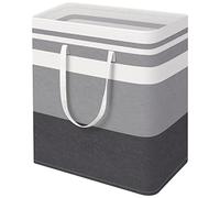 HomeHacks Large Laundry Basket, Waterproof, Freestanding Laundry Hamper, Collapsible Tall Clothes Hamper with Extended Handles for Clothes in The Dorm and Family-(Gradient Grey, 125L)