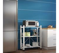 HomeHarmony® 3-Tier and 4-Tier Collapsible Heavy Duty Metal Shelf Shelving Unit for Kitchen Garage Office with 3" Caster Wheels (White, 3 Tier)