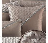 HomeHarmony® Jade Quilted Velvet Diamante Bedding Bedroom Collection (Mink, Cushion Cover Only)