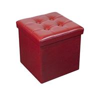 HomeHarmony® Luxurious Quality PU Leather Ottoman with Tufted Button Lid Folding Storage Ottoman Seat Toy Box Chest Chair Living Room Bedroom Storage (Bordeaux, Medium)
