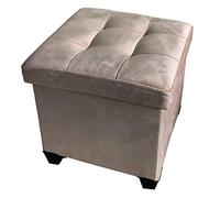HomeHarmony® Velvet Folding Storage Ottoman Bench Cube Footrest with Legs/Feet Quick and easy to Assemble (Mink, Medium)