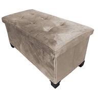 HomeHarmony® Velvet Folding Storage Ottoman Bench Cube Footrest with Legs/Feet Quick and easy to Assemble (Mink, Large)