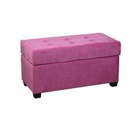 HomeHarmony® Velvet Storage Box Bench Ottoman Footstool Footrest Fully Assembled Dimensions 80cm x 40cm x 40cm (Pink)