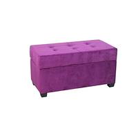 HomeHarmony® Velvet Storage Box Bench Ottoman Footstool Footrest Fully Assembled Dimensions 80cm x 40cm x 40cm (Aubergine)
