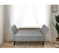 HomeHarmony® Wentworth Easy to Assemble Linen Look Window Seat Ottoman Storage Bed End Sofa Bench (Grey)