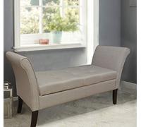 HomeHarmony® Wentworth Easy to Assemble Linen Look Window Seat Ottoman Storage Bed End Sofa Bench (Natural)