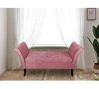 HomeHarmony® Windsor Easy to Assemble Velvet Window Seat Ottoman Storage Bed End Sofa Bench (Plush Pink)