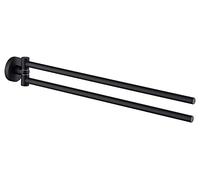 HomeHeng Double-Arm Swivel Towel Rails, Stainless Steel Matte Black Wall-Mounted Towel Bars with Drilling, H91201MB