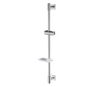 HomeHeng Shower Riser Rail 80CM, Wall Mounted Shower Slide Bar with Soap Dish Bracket Brushed Nickel Adjustable Shower Head Holder Bar for Bathroom, H811-80BN