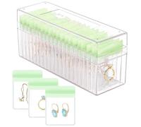 HOMEHIVE Acrylic Jewelry Box Organizer, Clear Jewelry Organizer Holder with 20 Portable Anti Tarnish Jewelry bags, Travel Jewelry Case for Earrings/Rings/Necklaces for Women Girls, Green