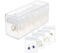 HOMEHIVE Acrylic Jewelry Box Organizer, Clear Jewelry Organizer Holder with 20 Portable Anti Tarnish Jewelry bags, Travel Jewelry Case for Earrings/Rings/Necklaces/Bracelet Gift for Women Girls