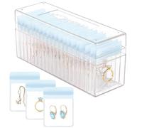 HOMEHIVE Acrylic Jewelry Organizer, Clear Jewelry Organizer Box with 20 Portable Jewelry bags, Travel Jewelry Case Jewelry Storage for Earrings/Rings/Necklaces for Women Girls, Blue