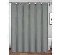 Homehold 180x180cm Gray Shower Curtain With Hooks, Extra Long Polyester Waterproof Bathroom Curtain