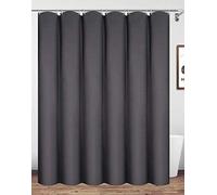 Homehold Charcoal Grey Shower Curtain With Hooks, 180cm Wide By 220cm Long Polyester Waterproof Bathroom Curtain