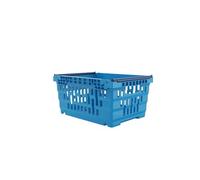 HomeHQ 20 Litre Bale Arm Crate, Nesting Ventilated Plastic Basket, Supermarket Vegetable & Fruit Display (400x300x200mm) (BLUE)