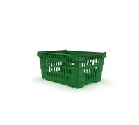 HomeHQ 20 Litre Bale Arm Crate, Nesting Ventilated Plastic Basket, Supermarket Vegetable & Fruit Display (400x300x200mm) (GREEN)