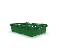 HomeHQ 30 Litre Bale Arm Crate, Nesting Ventilated Plastic Basket, Supermarket Vegetable & Fruit Display (600x400x170mm) (GREEN)
